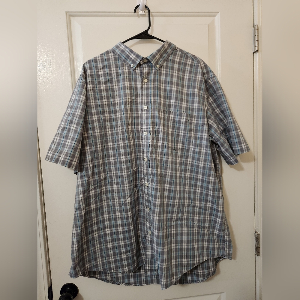 George Men's Gray and Blue Plaid Button Down Shirt